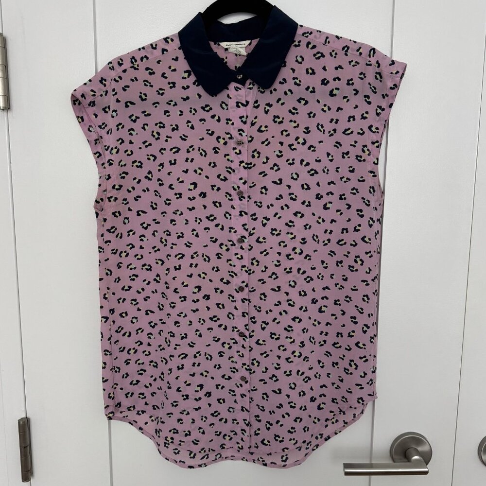 Club Monaco Silk Leopard Print Sleeveless Blouse